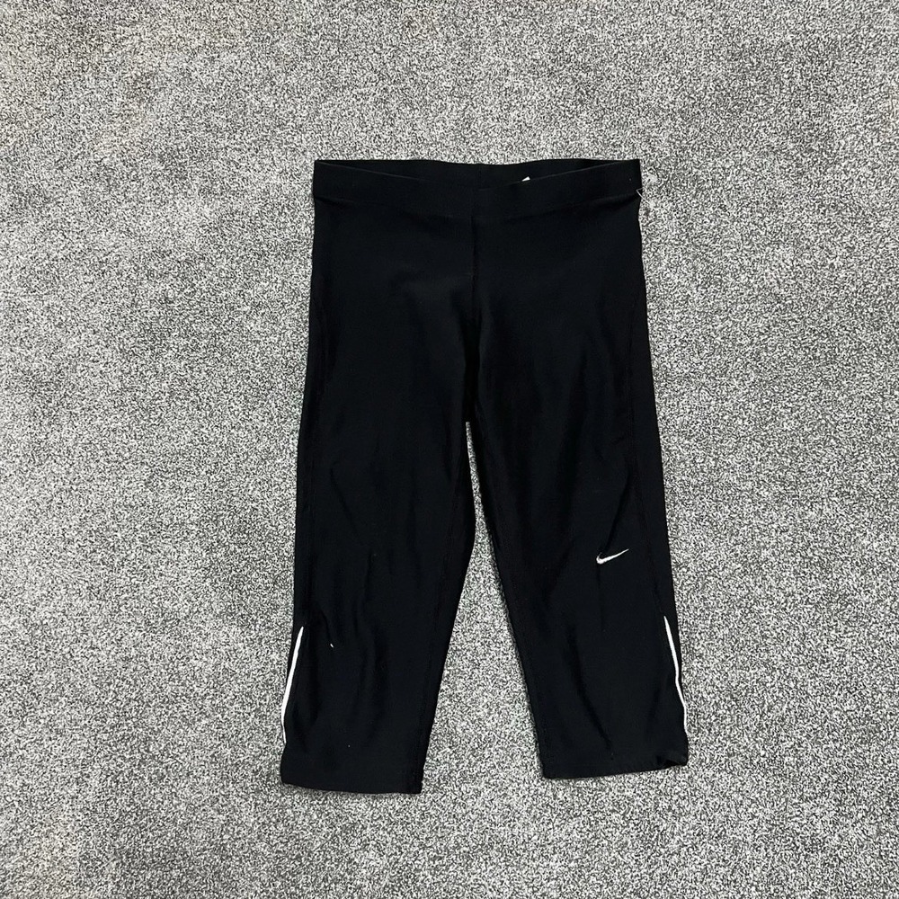 Nike Dri Fit Cropped Leggings Womens Small Black Athletic Capri Pants